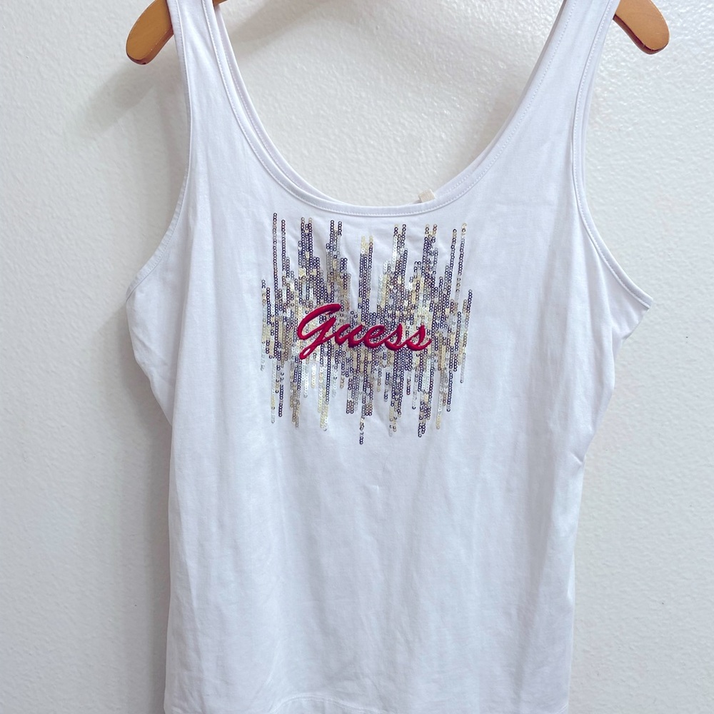 Guess Tank Top XL with sequins logo detail